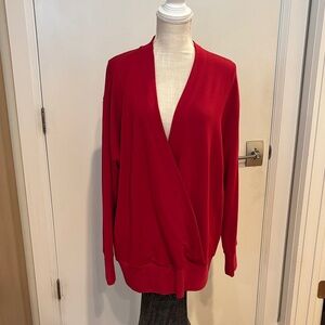 NWT Athleta Purana V-Neck Wrap Sweatshirt - Red - Size L
